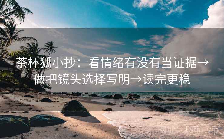 茶杯狐小抄：看情绪有没有当证据→做把镜头选择写明→读完更稳